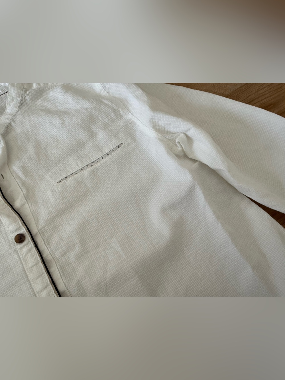 Zara White Grandad-Collar Casual Button-Down Shirt - Picture 4 of 5